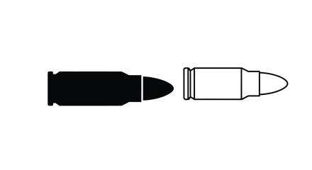 A disassembled bullet cartridge shown in stark black silhouette © Rabbi