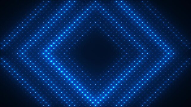 Abstract background with glowing blue dots forming a geometric diamond pattern on a dark backdrop 4k video	