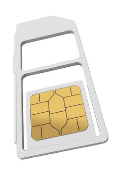 White sim card adapter with gold contacts technology isolated on a transparent background