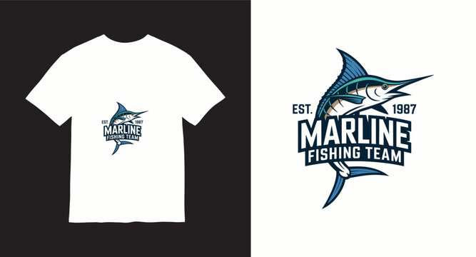 Marline fishing team logo with marlin fish emblem and establishing date