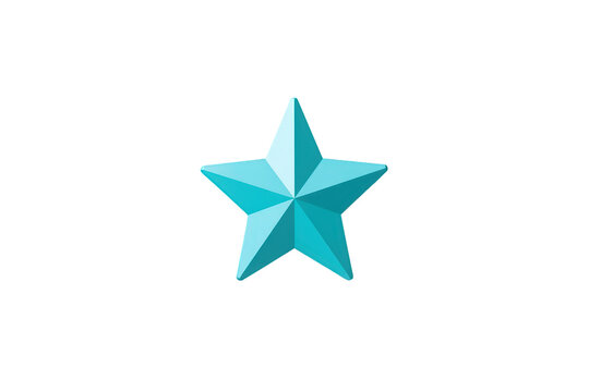 Blue faceted star creating a 3d icon representing achievement, reward, excellence, and quality, transparent background