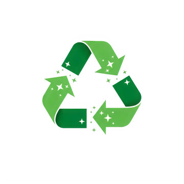 Recycling symbol made of green arrows and leaves on white background isolated on transparent background


