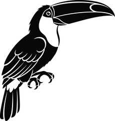 Fototapeta premium Black and white illustration of a toucan bird
