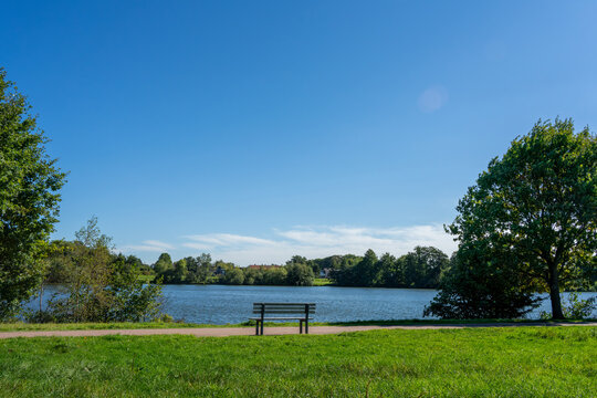 the lake Hasesee in Bramsche on a sunny September day