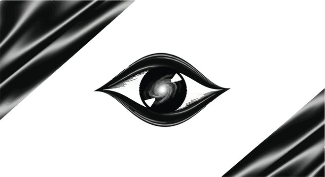 Abstract eye symbol with swirling vortex, symbolizing vision and perception in a minimalist design.