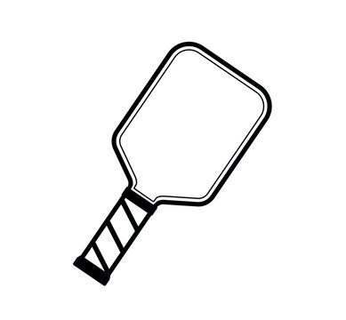 Pickeball Paddle  in Black Line Icon for Sport Equipment in Flat Vector Illustration