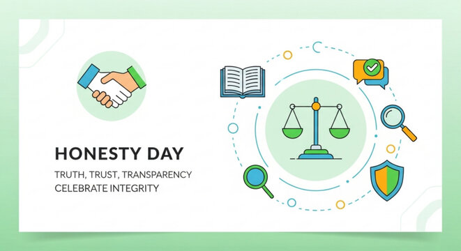 Honesty day celebration with integrity symbols and truthful concepts