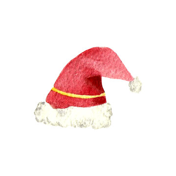 Watercolored Christmas santa hat clipart