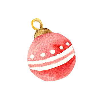 Watercolored Christmas Red ball decor