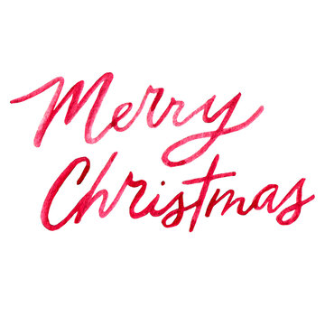 Watercolored Christmas Merry Christmas handwritten calligraphy script greeting