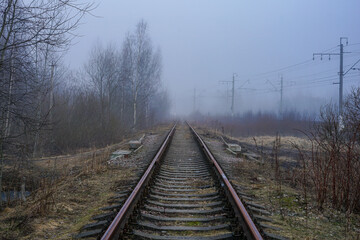 Fototapeta premium railway in the fog
