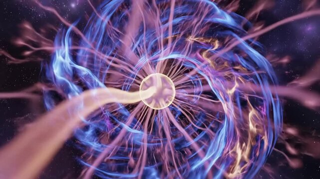Abstract Energy Sphere with Plasma and Electricity in Space.