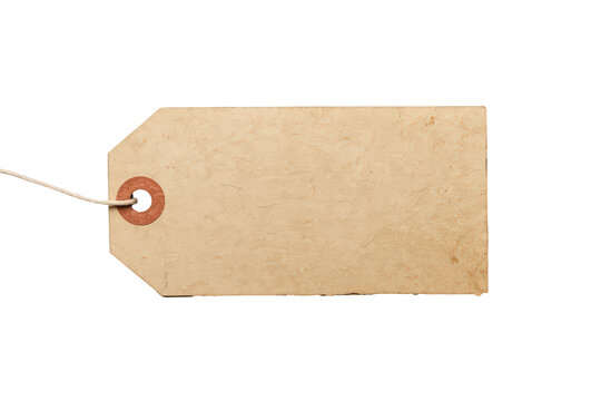 Blank rustic manila tag template with string presenting copy space for text on transparent background