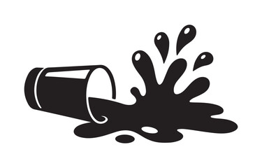 Fototapeta premium Fake spilled drink prank silhouette vector on white background for practical joke