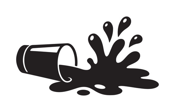 Fake spilled drink prank silhouette vector on white background for practical joke