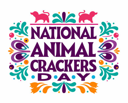 NATIONAL ANIMAL CRACKERS DAY vector illustration isolated on white background