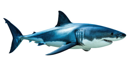 Fototapeta premium Majestic great white shark swimming, a powerful oceanic apex predator creature