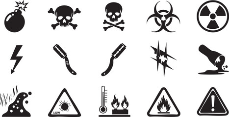 Fototapeta premium Collection of hazard and warning symbols