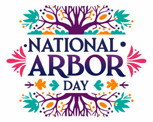 Obraz premium Happy National Arbor Day Vector, Green Nature and Eco Friendly Design