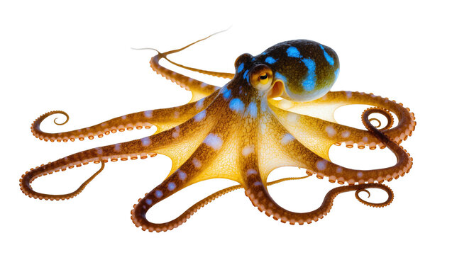 Captivating blue-ringed octopus with vivid markings, a venomous ocean marine animal