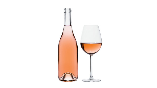 Stylish bottle of chilled ros&eacute; wine next to a refreshing glass of delicious summer drink
