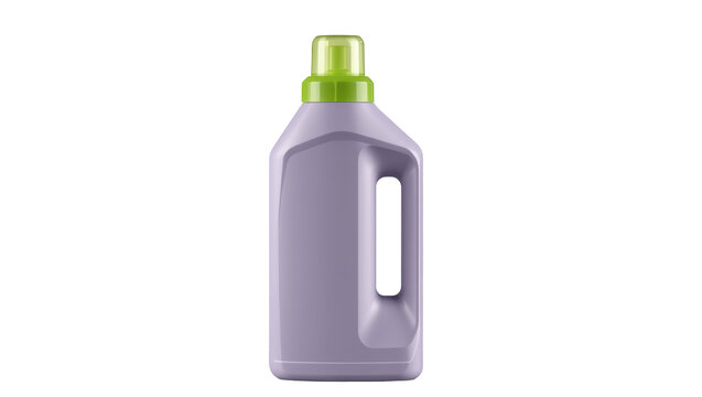 Generic purple plastic bottle with bright green cap for laundry detergent or cleaning product packaging