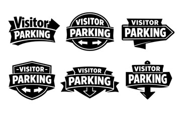 Fototapeta premium Visitor parking icons set showing different styles of directional arrows for car park service and guidance
