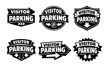 Obraz premium Visitor parking sign vector collection, providing clear directional information for guest vehicle spaces