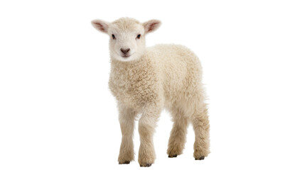 Adorable young lamb standing with gentle expression, looking directly at the camera © Federica