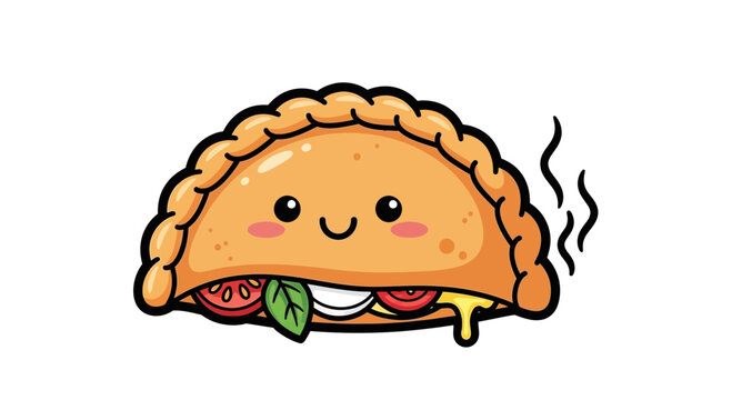 Cute Kawaii Empanada Character with Cheese Drip