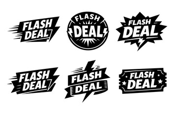 Fototapeta premium Flash deal badges and banners presenting limited-time offers and special discounts for urgent online shopping marketing