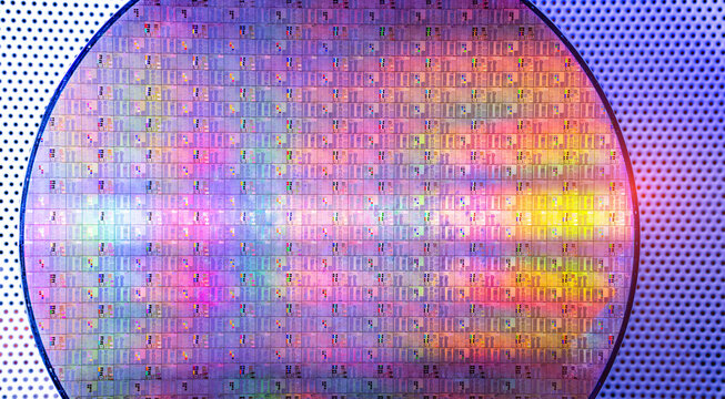 Silicon Wafers and Microcircuits of semiconductor material,used in electronics for the fabrication of integrated circuits