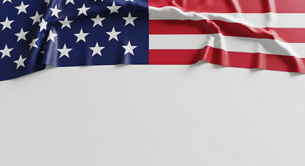 Fototapeta premium American flag waving on white background with stars and stripes