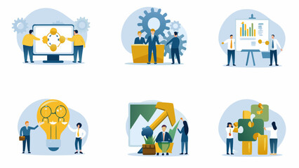 Fototapeta premium Teamwork and business solutions collaborative concepts for modern strategies