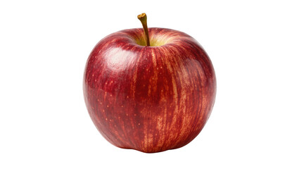 Fresh and vibrant red striped crisp apple with natural stem, a healthy and delicious fruit © Sindre