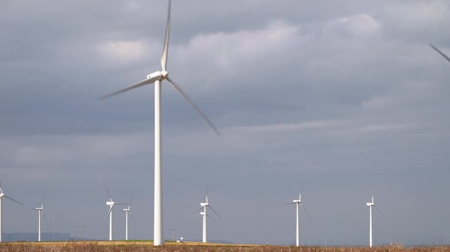 Windmill park for sustainable electric power generation in Spain.
