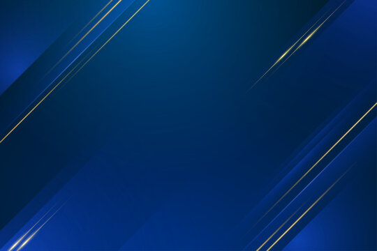 深いブルーグラデーションにゴールドの光線が走る高級感あるビジネス向け抽象背景素材
