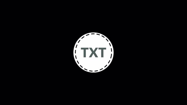 TXT file sticker logo icon animation txt circle txt icon  TXT file document icon symbol graphic format image animation digital data computer in transparent background in4k animation with alpha channel