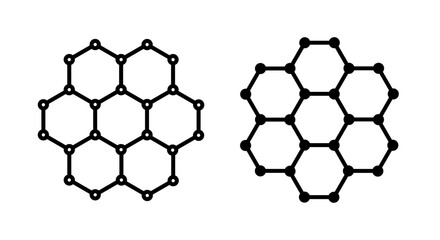 Obraz premium Hexagonal Grid Pattern: Outline and Solid Dots - Science and Technology