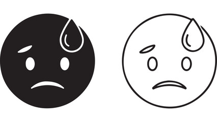 Fototapeta premium Worried face icon with sweat drops
