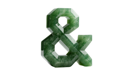 Sculptural faceted green jade ampersand symbol, a sophisticated decorative element for design © Natasha