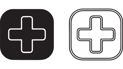 Fototapeta premium Medical cross icon in square shape with transparent background