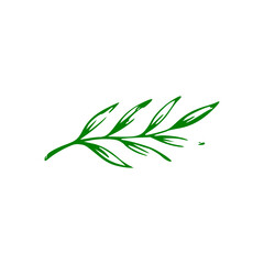 Fototapeta premium Green Olive Branch Symbol Minimal Peace Illustration on White Background