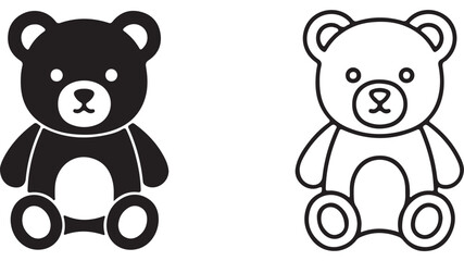 Naklejka premium Teddy bear icon in black and white with transparent background