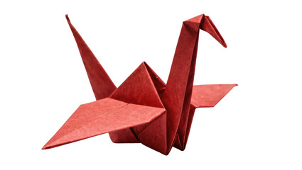 Elegant red paper origami crane, traditional Japanese craft symbolizing peace and hope © Ryan