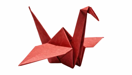 Fototapete Kraniche Elegant red paper origami crane, traditional Japanese craft symbolizing peace and hope  © Ryan