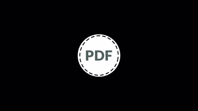 PDF file sticker logo icon animation pdf circle pdf icon  PDF file, document icon symbol graphic format image animation digital data computer in  transparent background 4K animation with alpha channel