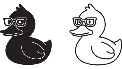 Fototapeta premium Rubber duck with glasses, black and white