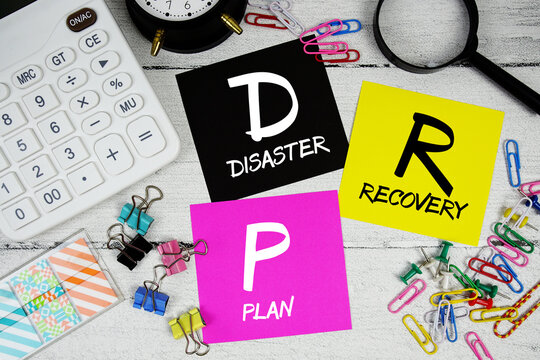 DRP Disaster Recovery Plan text phrase of business and financial concept