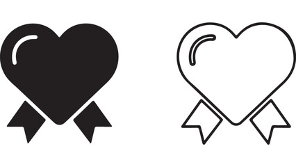 Obraz premium Heart icon with ribbon and transparent background